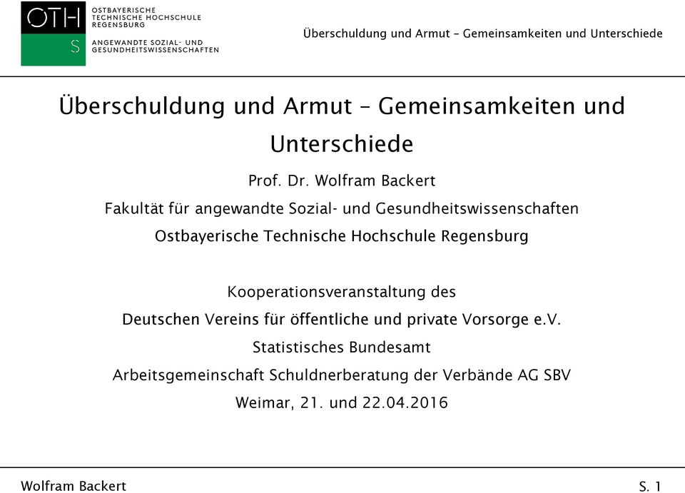 Hochschule Regensburg Kooperationsveranstaltung des Deutschen Vereins für öffentliche und