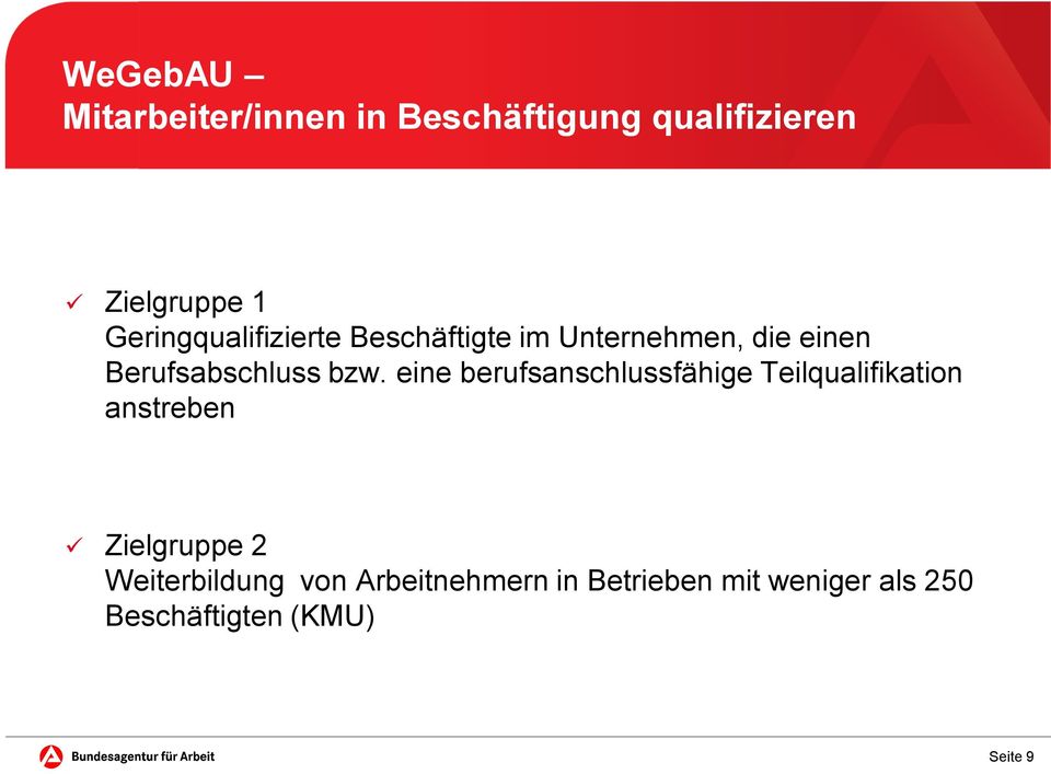 bzw. eine berufsanschlussfähige Teilqualifikation anstreben Zielgruppe 2