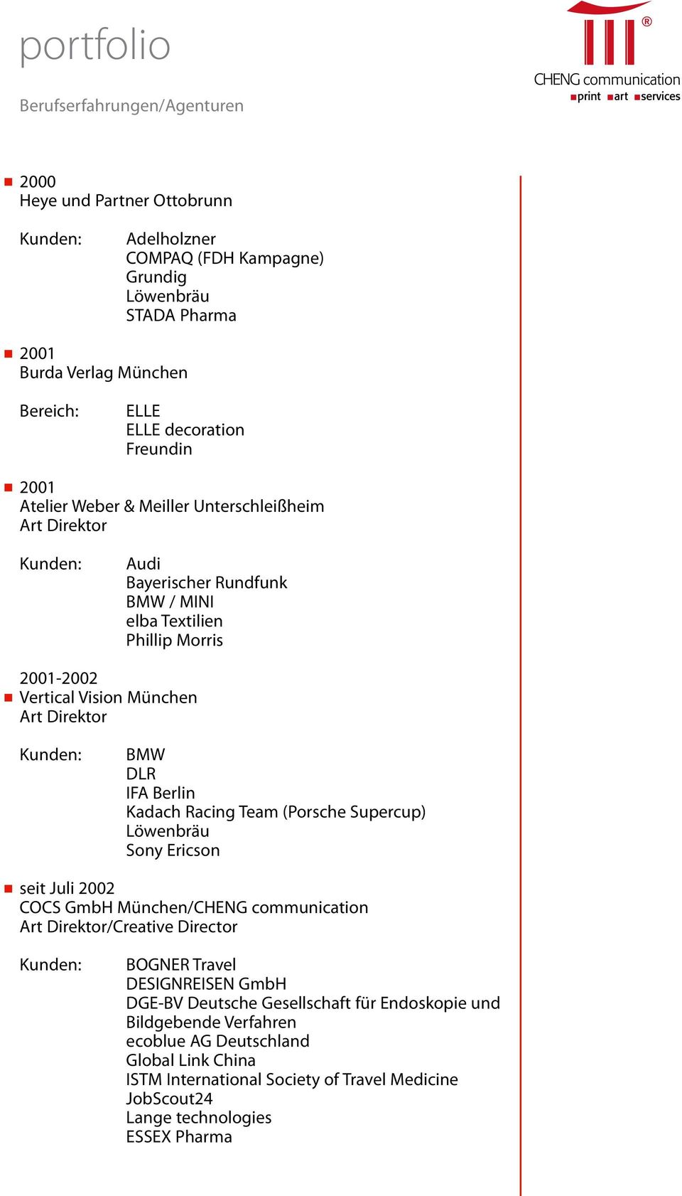 Berlin Kadach Racing Team (Porsche Supercup) Löwenbräu Sony Ericson seit Juli 2002 COCS GmbH München/CHENG communication Art Direktor/Creative Director BOGNER Travel DESIGNREISEN GmbH