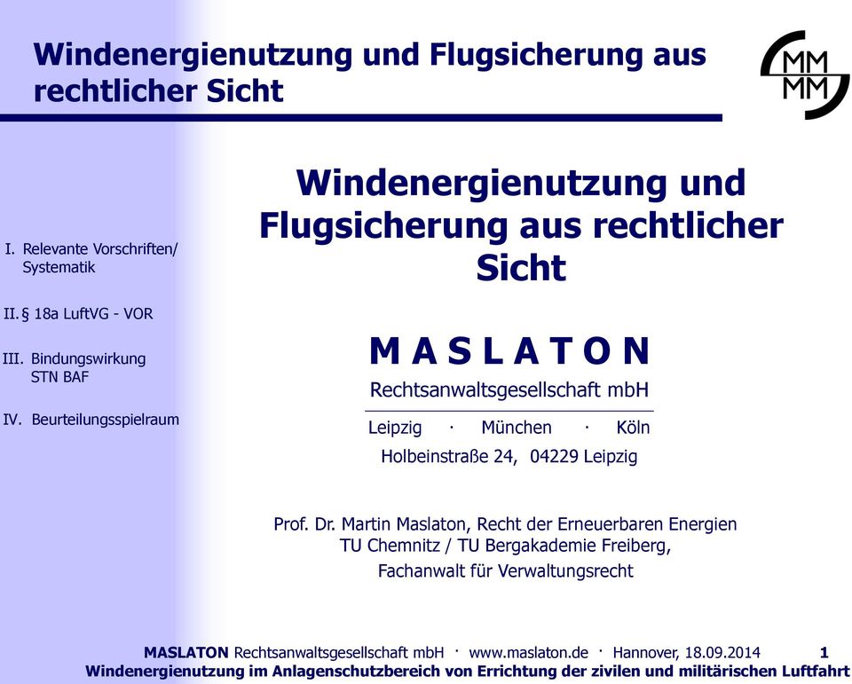 Dr. Martin Maslaton, Recht der Erneuerbaren Energien TU Chemnitz / TU Bergakademie