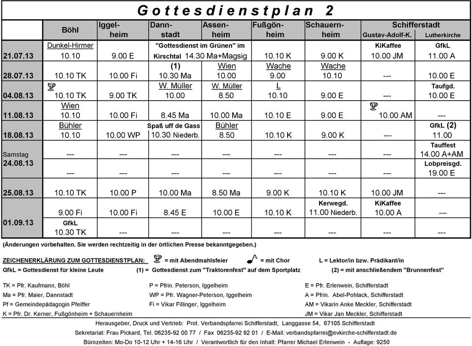 00 TK 10.00 8.50 10.10 9.00 E --- 10.00 E Wien 11.08.13 10.10 10.00 Fi 8.45 Ma 10.00 Ma 10.10 E 9.00 E 10.00 AM --- Bühler Spaß uff de Gass Bühler GfkL (2) 18.08.13 10.10 10.00 WP 10.30 Niederb. 8.50 10.10 K 9.