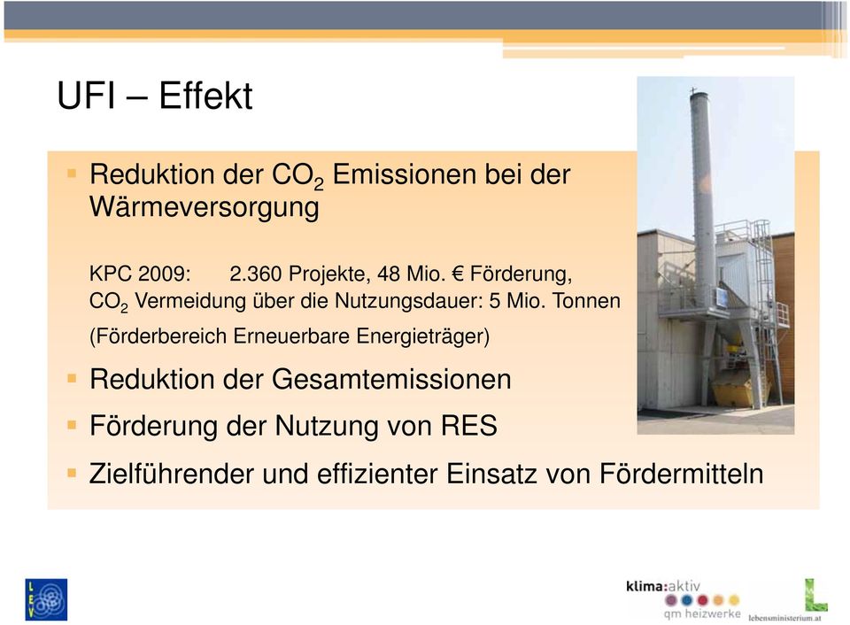 Tonnen (Förderbereich Erneuerbare Energieträger) Reduktion der Gesamtemissionen