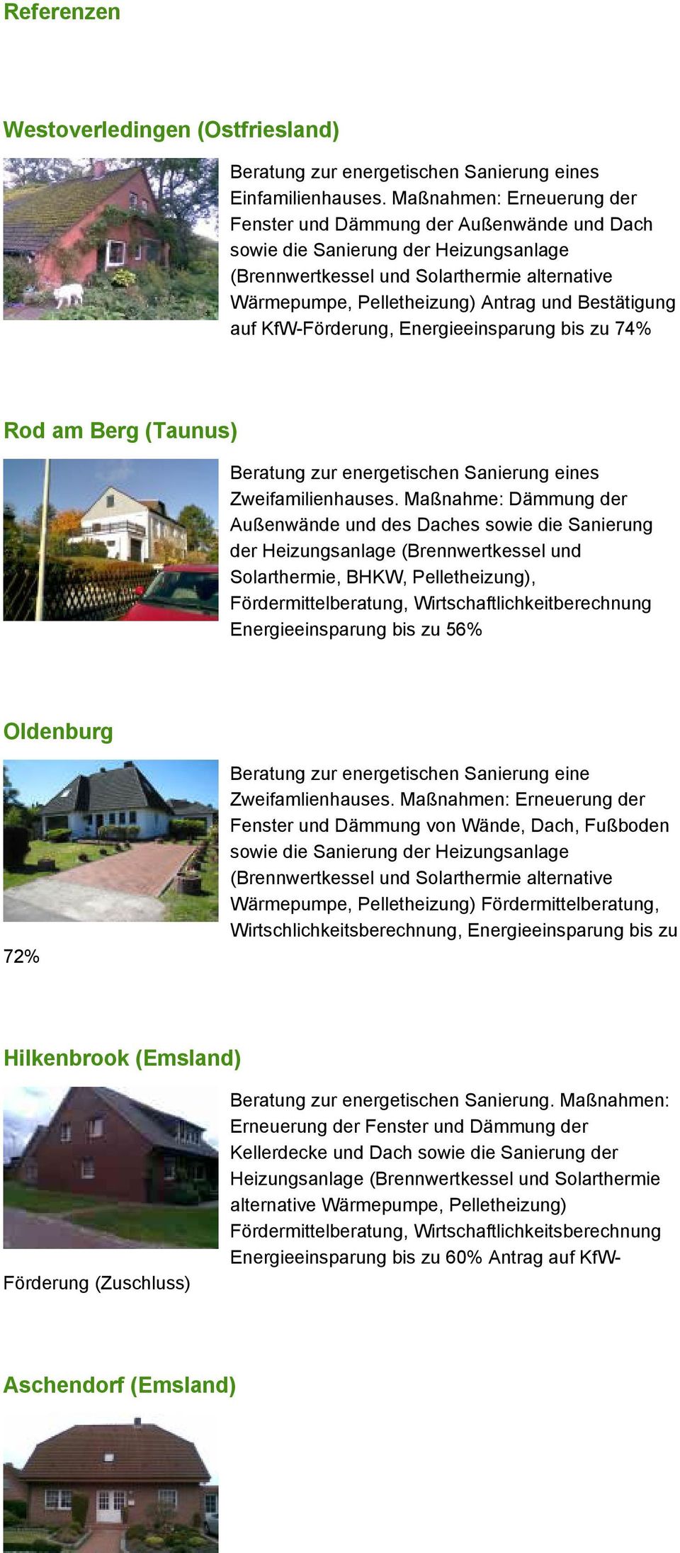 Bestätigung auf KfW-Förderung, Energieeinsparung bis zu 74% Rod am Berg (Taunus) Beratung zur energetischen Sanierung eines Zweifamilienhauses.
