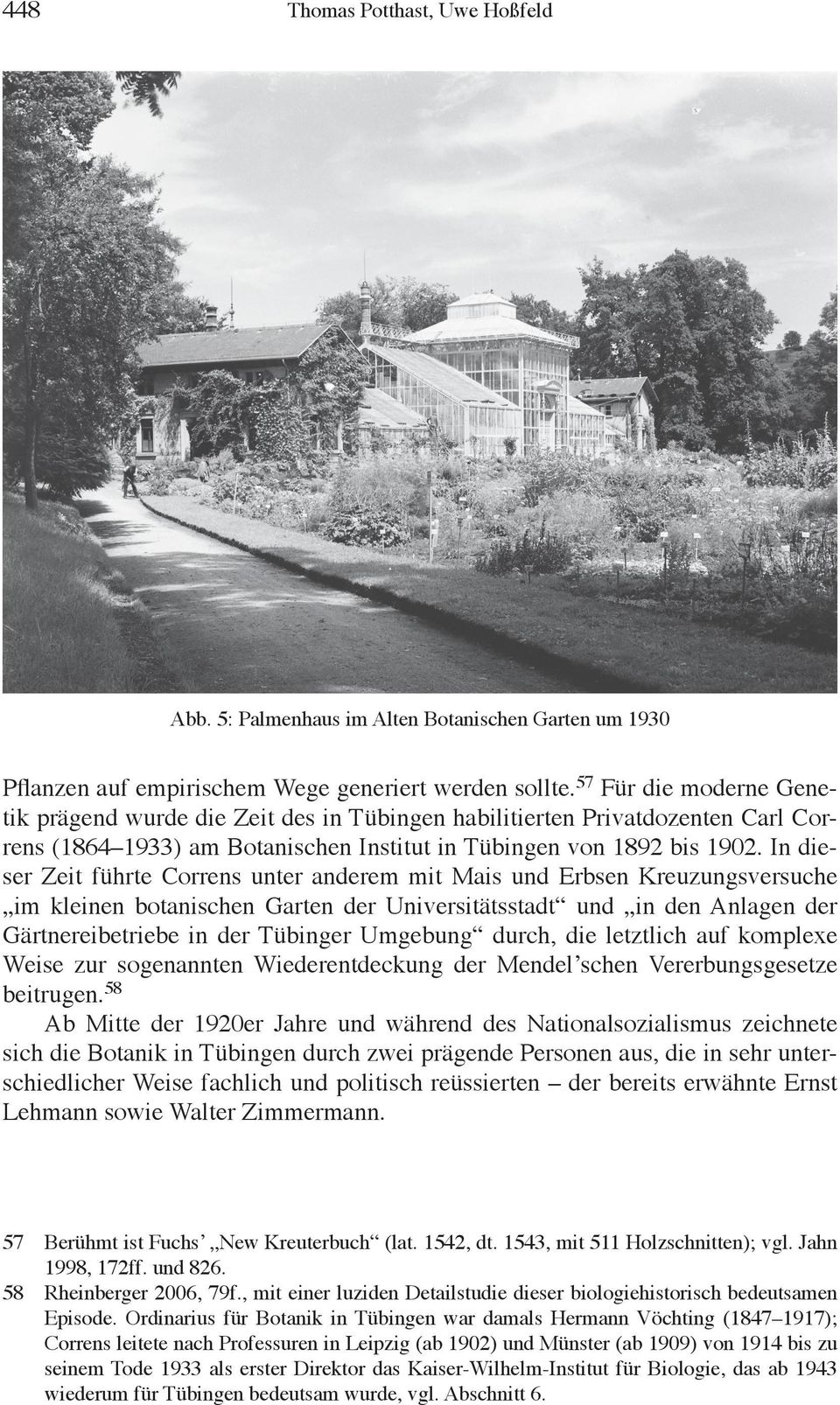 In dieser Zeit führte Correns unter anderem mit Mais und Erbsen Kreuzungsversuche im kleinen botanischen Garten der Universitätsstadt und in den Anlagen der Gärtnereibetriebe in der Tübinger Umgebung
