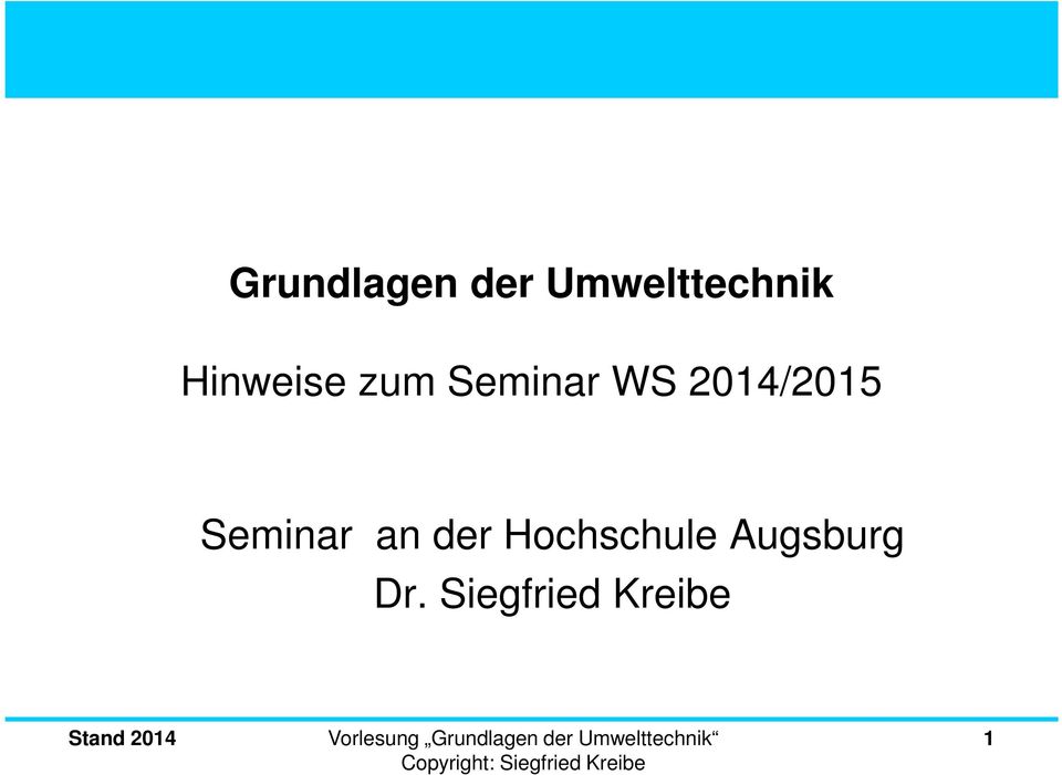2014/2015 Seminar an der
