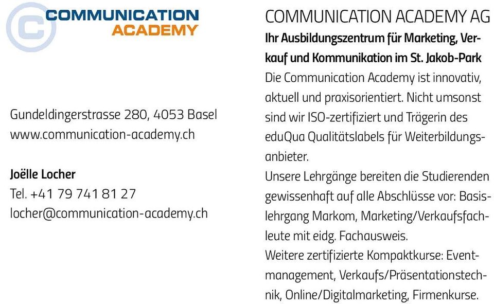 Jakob-Park Die Communication Academy ist innovativ, aktuell und praxisorientiert.