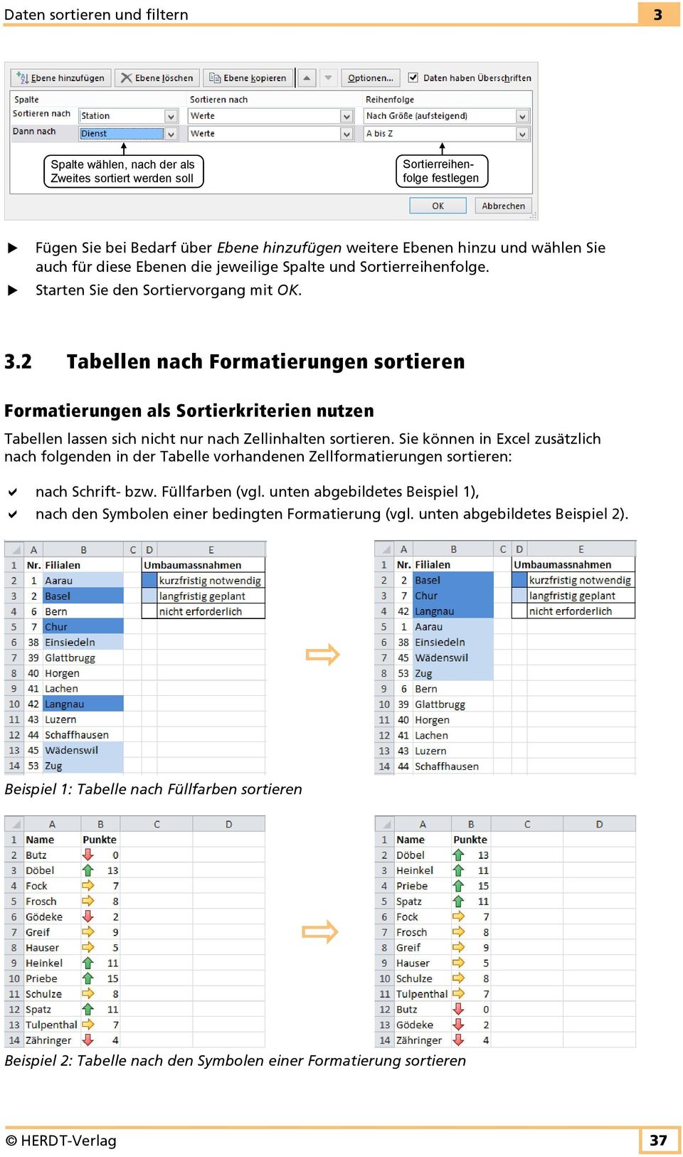 2 Tabellen nach Formatierungen sortieren Formatierungen als Sortierkriterien nutzen Tabellen lassen sich nicht nur nach Zellinhalten sortieren.