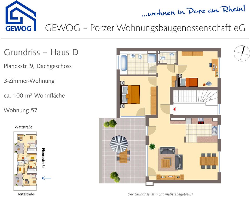 100 m² Wohnfläche Wohnung 57 Wattstraße