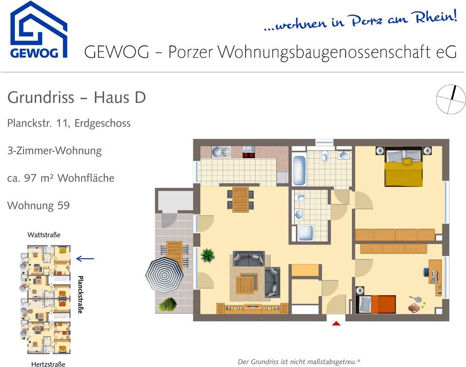 97 m² Wohnfläche Wohnung 59 Wattstraße