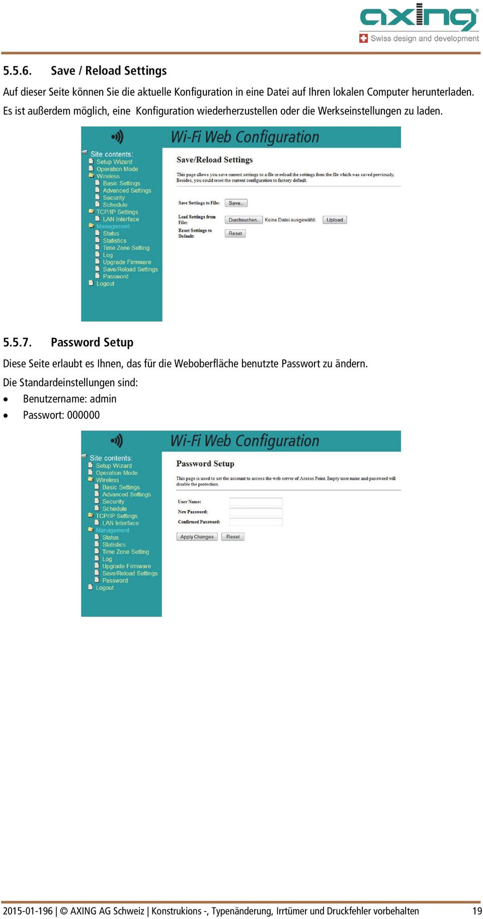 herunterladen. Es ist außerdem möglich, eine Konfiguration wiederherzustellen oder die Werkseinstellungen zu laden. 5.5.7.