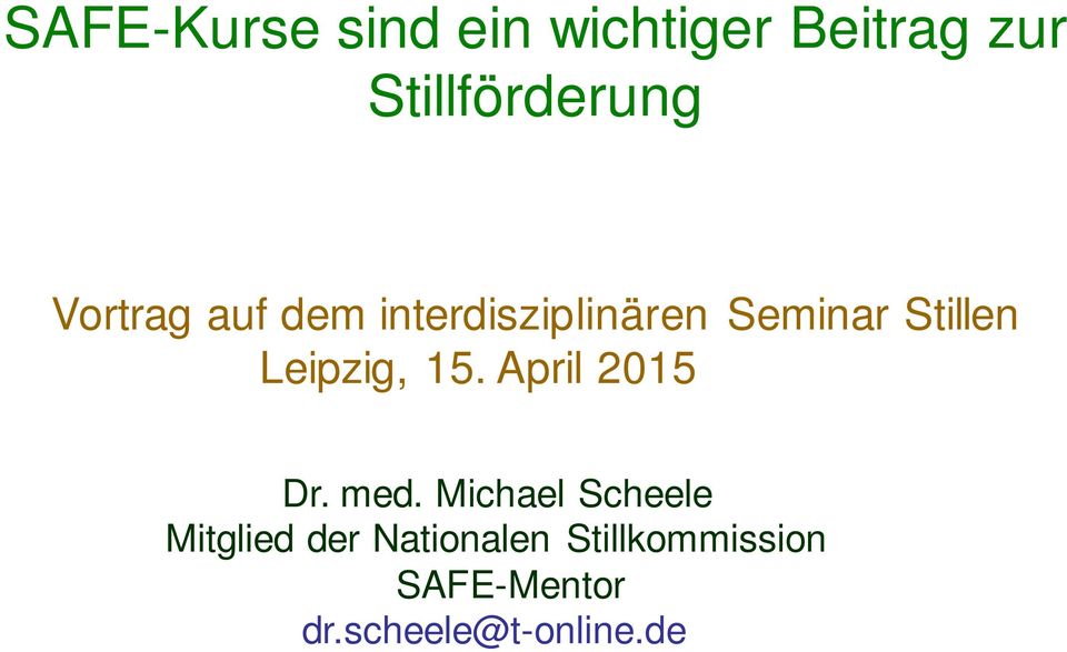 Leipzig, 15. April 2015 Dr. med.