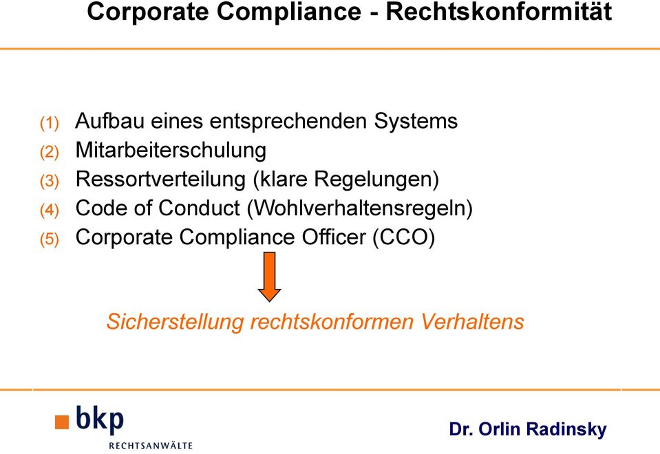 Ressortverteilung (klare Regelungen) (4) Code of Conduct