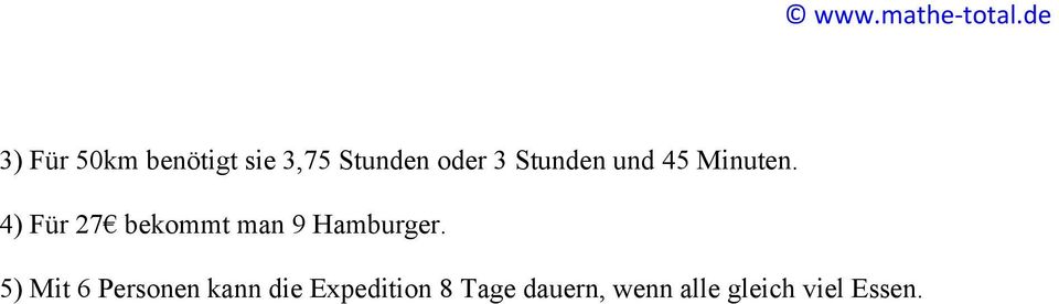 4) Für 27 bekommt man 9 Hamburger.