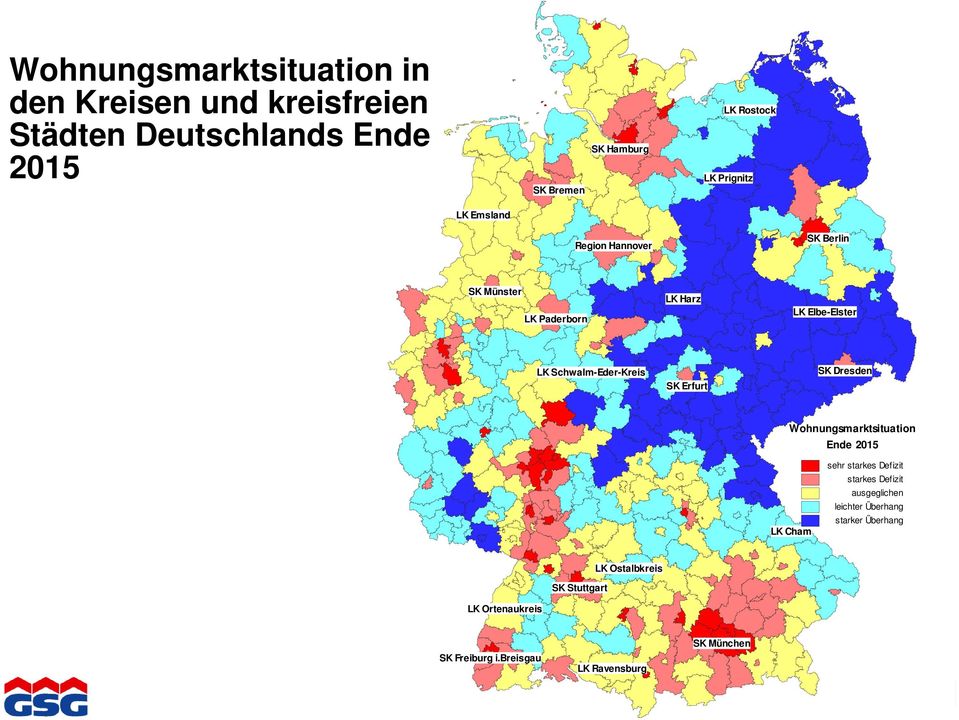 SK Erfurt SK Dresden Wohnungsmarktsituation Ende 2015 LK Cham sehr starkes Defizit starkes Defizit ausgeglichen