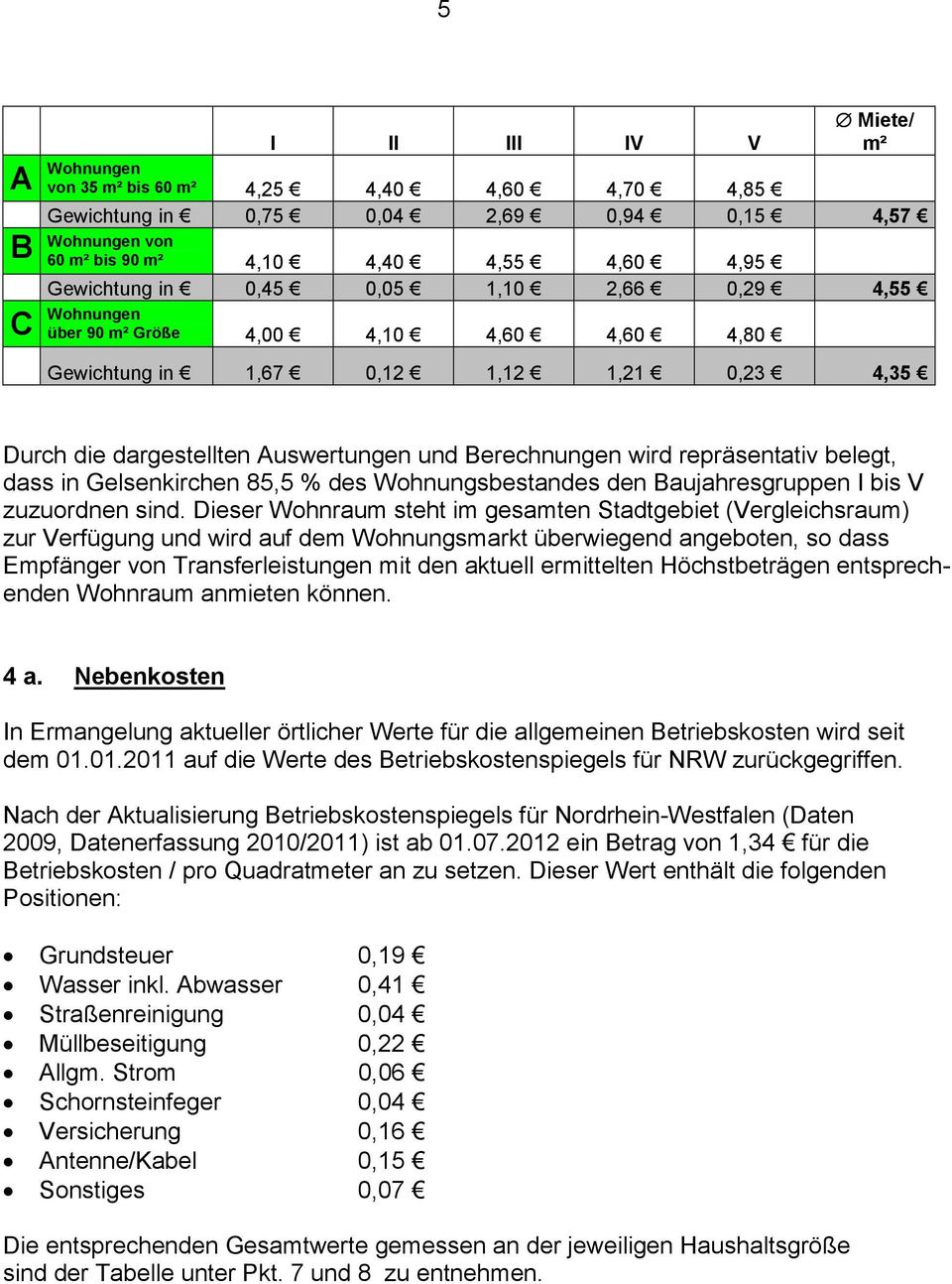 belegt, dass in Gelsenkirchen 85,5 % des Wohnungsbestandes den Baujahresgruppen I bis V zuzuordnen sind.