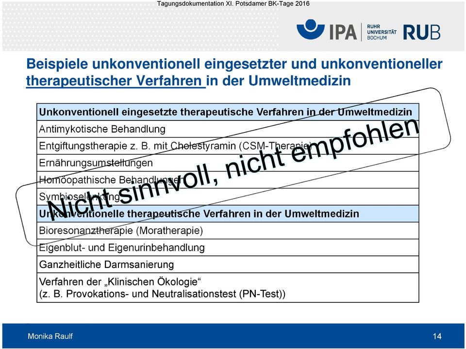 handlung Entgiftungstherapie z. B.