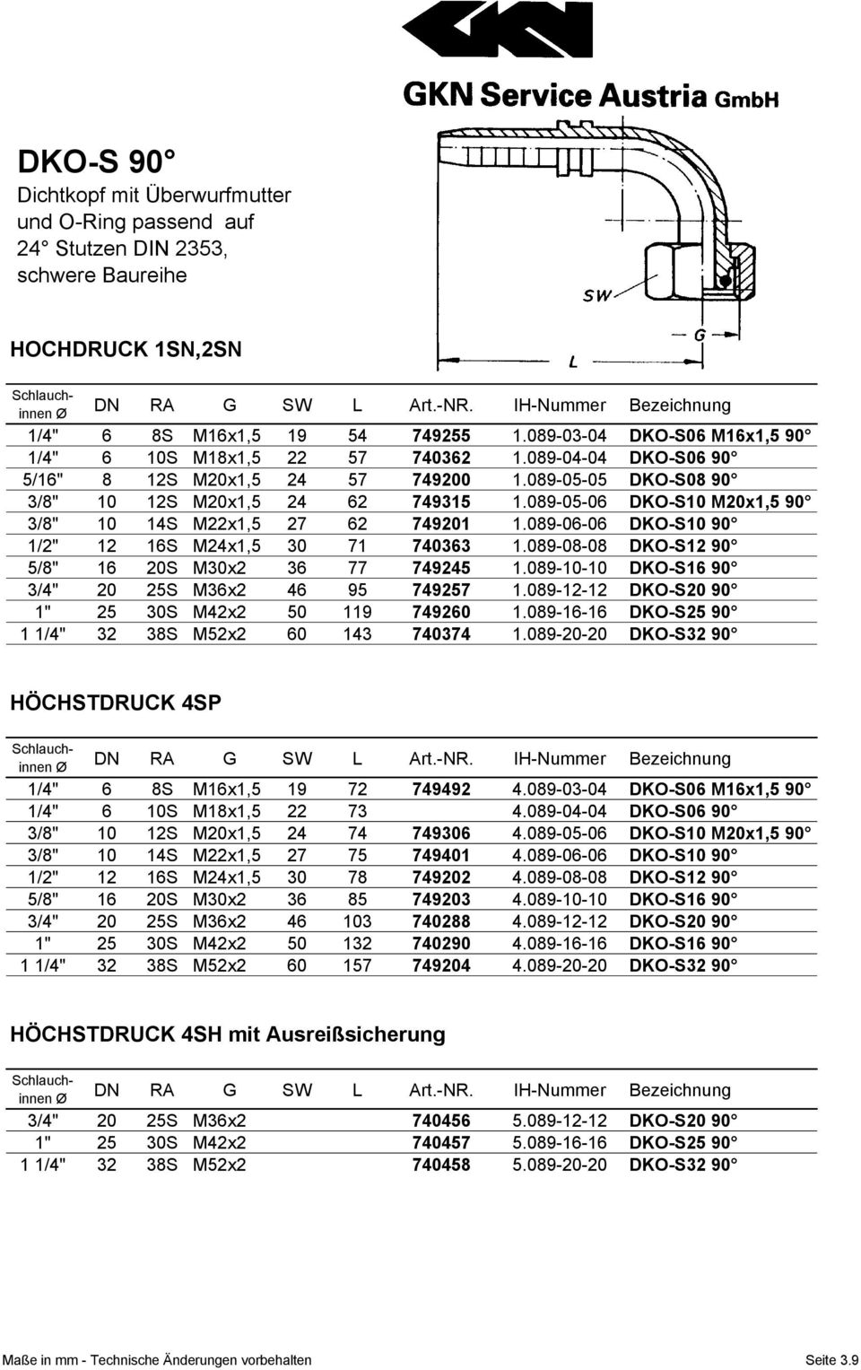 Hydraulikschlauch 2SN DN16 1" UNF ORFS Innen/Außengewinde 200mm bis 10000mm 