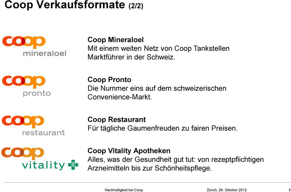 Coop Pronto Die Nummer eins auf dem schweizerischen Convenience-Markt.