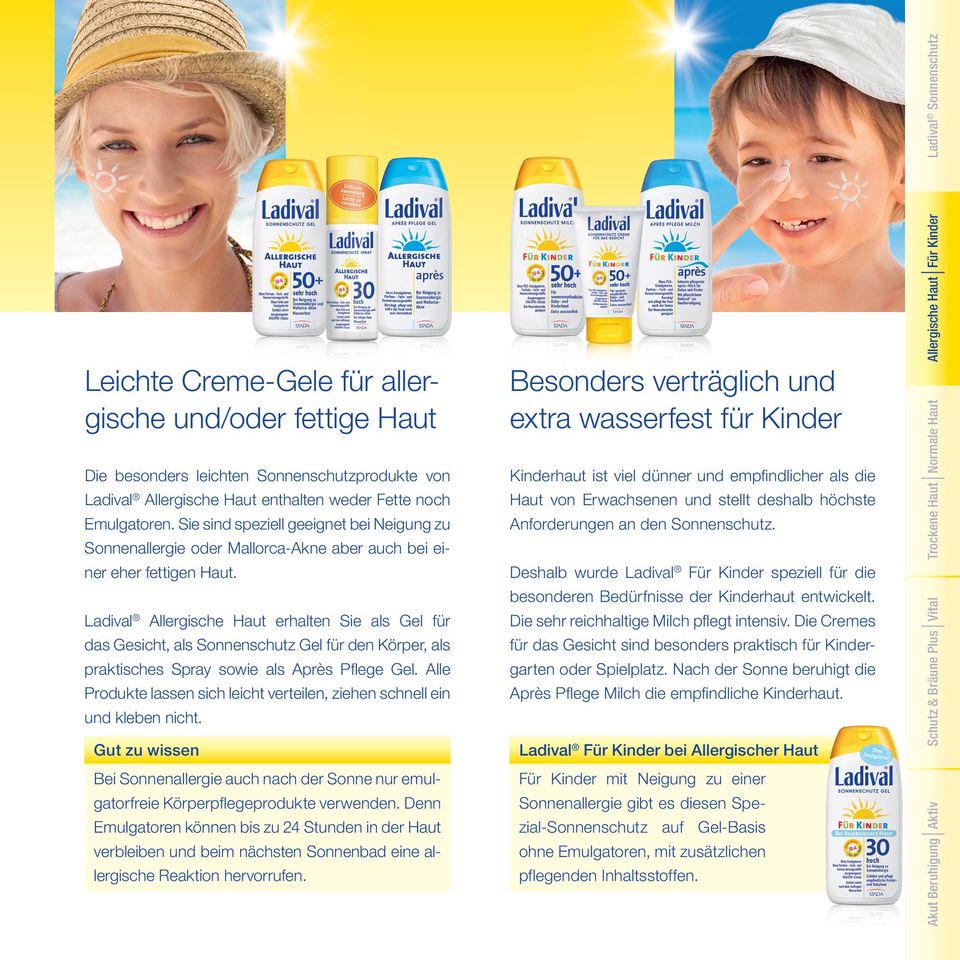 Für Kinder mit Neigung zu einer Sonnenallergie gibt es diesen Spezial-Sonnenschutz auf Gel-Basis ohne Emulgatoren, mit zusätzlichen pflegenden Inhaltsstoffen.