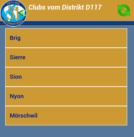 CLUBS INFORMATIONEN ZU DEN CLUBS Wählen Sie einen Club aus der Liste aus.