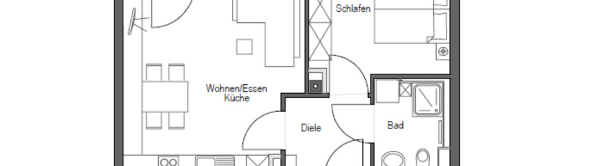 13,05 m² Heizkosten- 70,00 Wohnen/Küche 22,82 m²