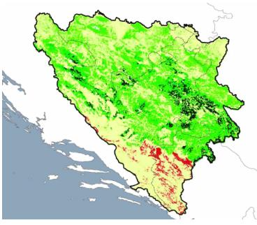 5. Bosnien und Herzegowina Landfläche: 51.197 km² (Österreich 83.879 km²) In Bosnien und Herzegowina ist eine Fläche von 2,867.