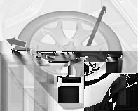 200 Fahrzeugwartung Verstauen eines abmontierten Rades im Laderaum mit Hilfe eines Gurtes Den im Werkzeugkasten befindlichen Gurt verwenden. Wagenwerkzeug 3 188.
