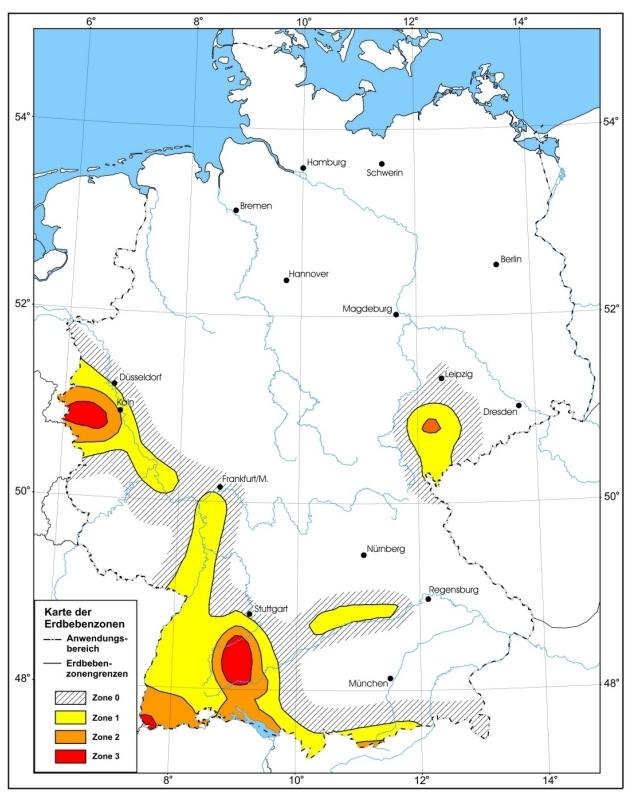 27 Bemessungswert der Bodenbeschleunigung Erdbebenzonenkarte Deutschland 1. Wahl des Ortes 2.
