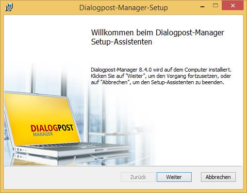 Installationsanleitung Dialogpost-Manager Um mit dem Dialogpost-Manager effektiv arbeiten zu können, sollte Ihr PC folgende Mindestvoraussetzungen erfüllen: RAM-Speicher: mind.