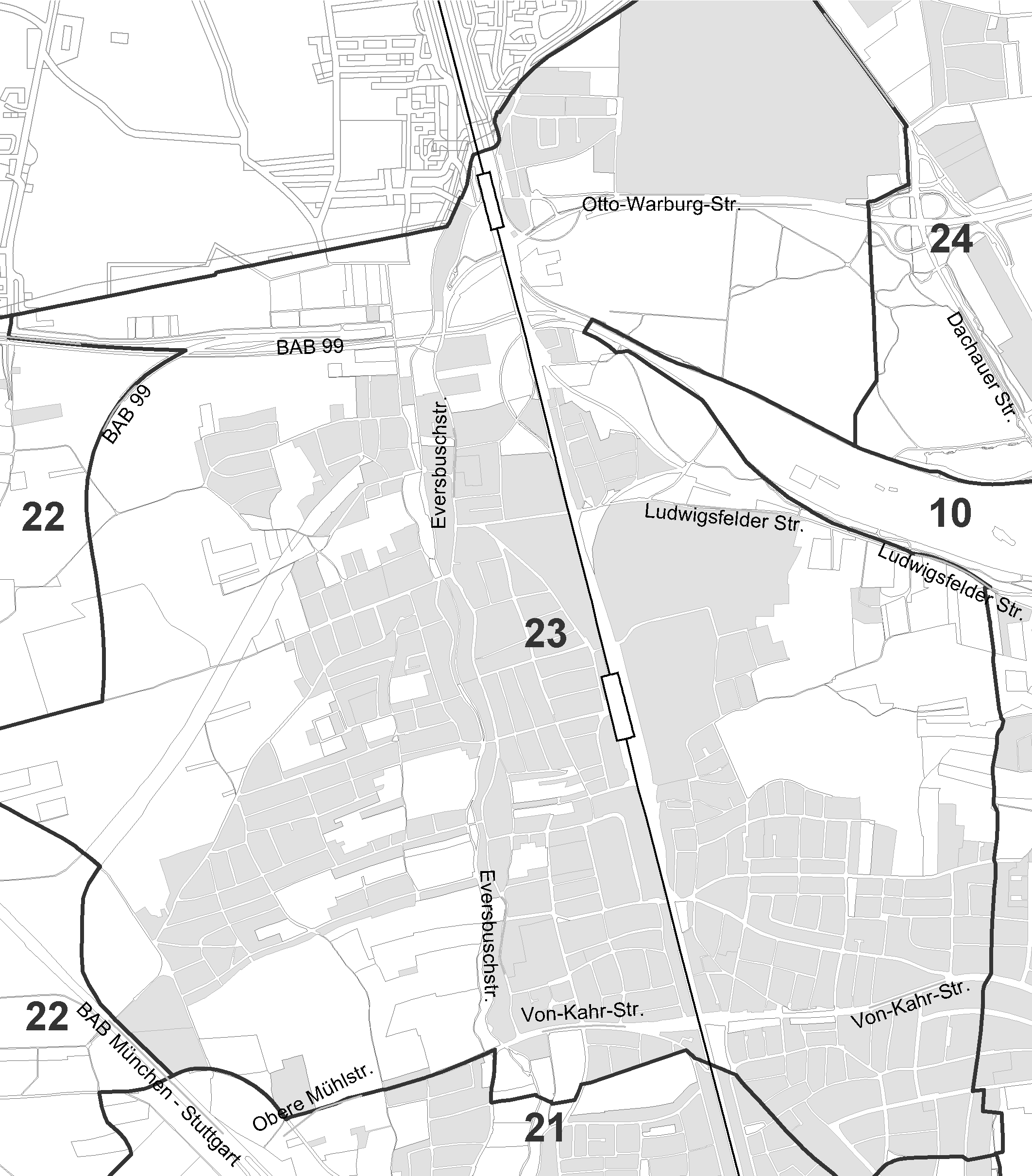 Anlage 2 Allach Untermenzing Flächennutzungsplanänderung für den Bereich IV/30 Oertelplatz, Bahnlinie München-Ingolstadt (westlich), Hintermeierstraße (nördlich), Lautenschlägerstraße (östlich),