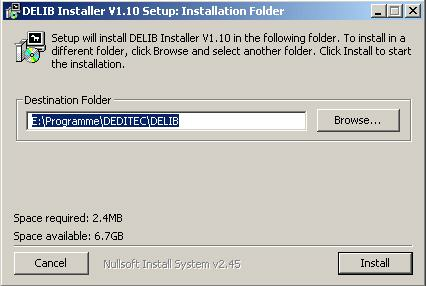 6.2.4. Installation DELIB-Treiberbibliothek Legen Sie die DEDITEC driver CD in das Laufwerk und starten Sie delib_install.exe.