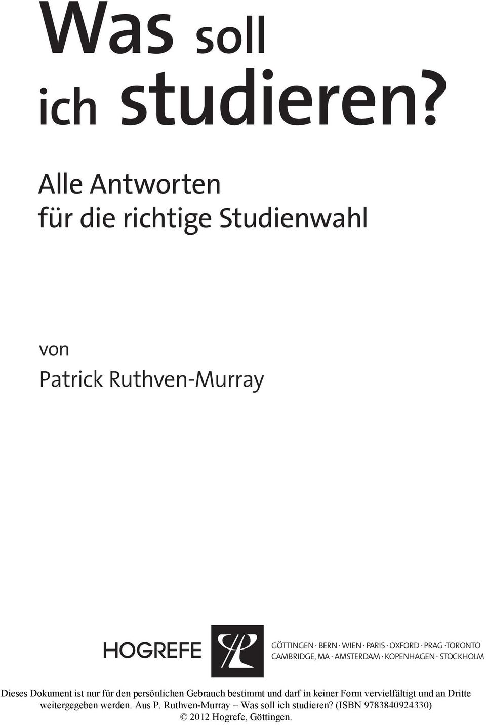 von Patrick Ruthven-Murray Göttingen Bern Wien