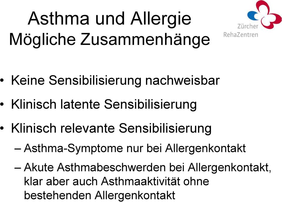 Sensibilisierung Asthma-Symptome nur bei Allergenkontakt Akute