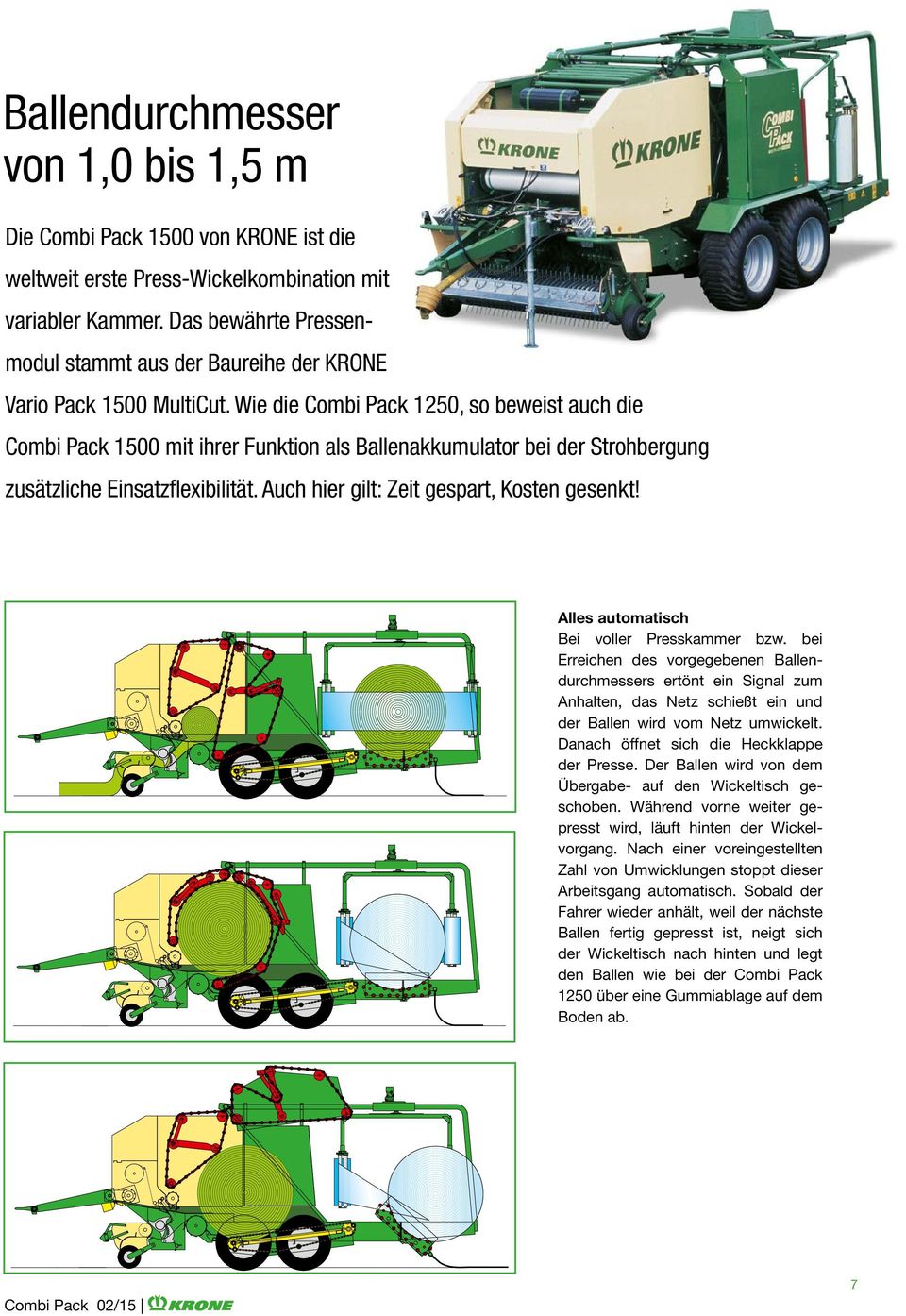 Wie die Combi Pack 1250, so beweist auch die Combi Pack 1500 mit ihrer Funktion als Ballenakkumulator bei der Strohbergung zusätzliche Einsatzflexibilität.