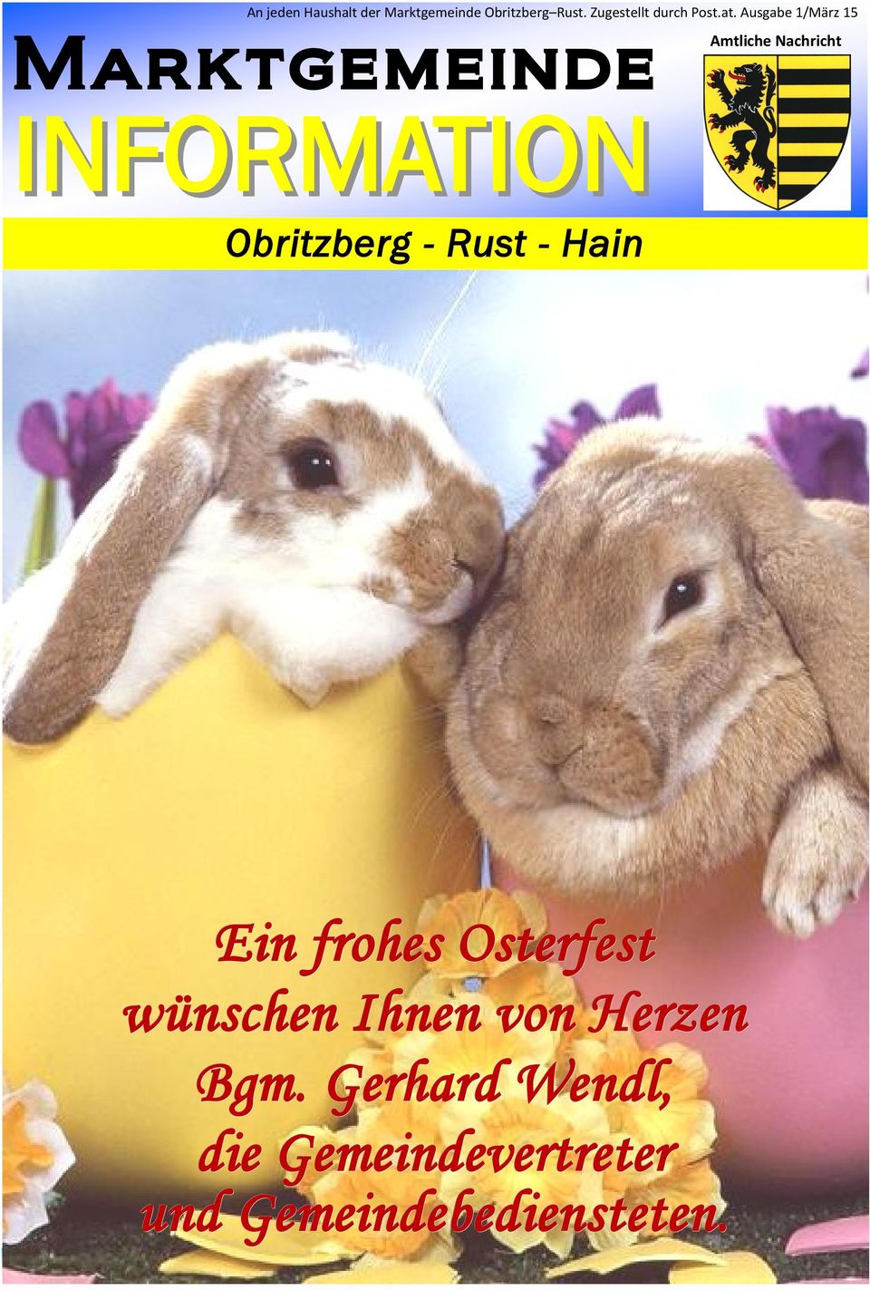 Ausgabe 1/März 15 Marktgemeinde INFORMATION Obritzberg - Rust - Hain