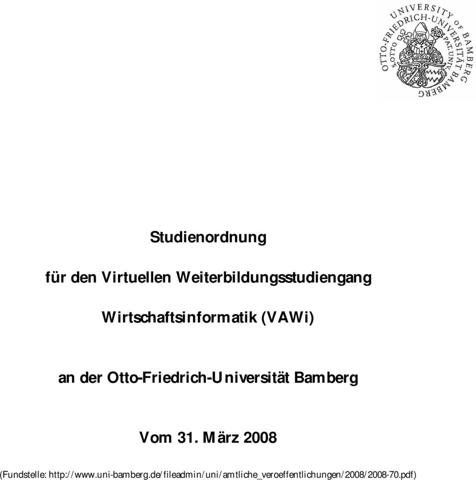 Otto-Friedrich-Universität Bamberg Vom 31.