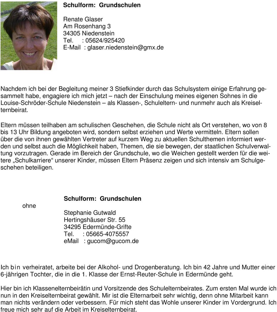 Louise-Schröder-Schule Niedenstein als Klassen-, Schuleltern- und nunmehr auch als Kreiselternbeirat.