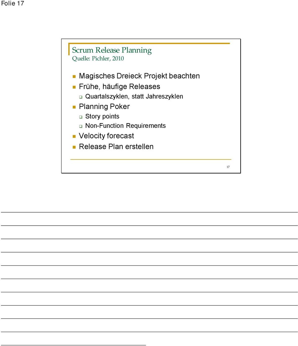 Quartalszyklen, statt Jahreszyklen PlanningPoker Story
