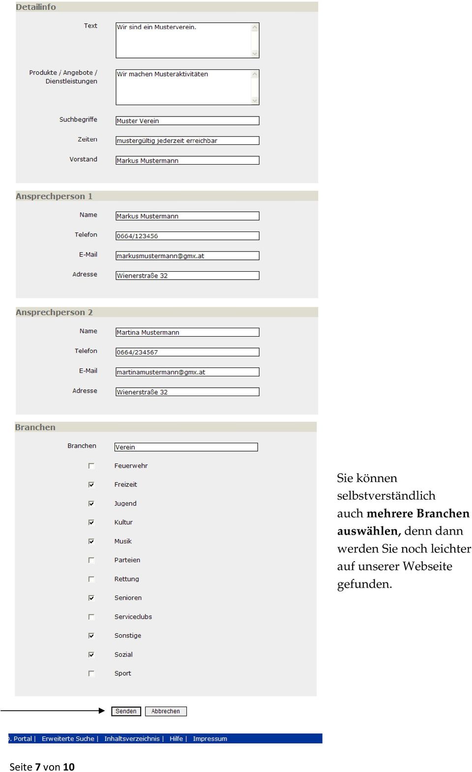 Branchen auswählen, denn dann