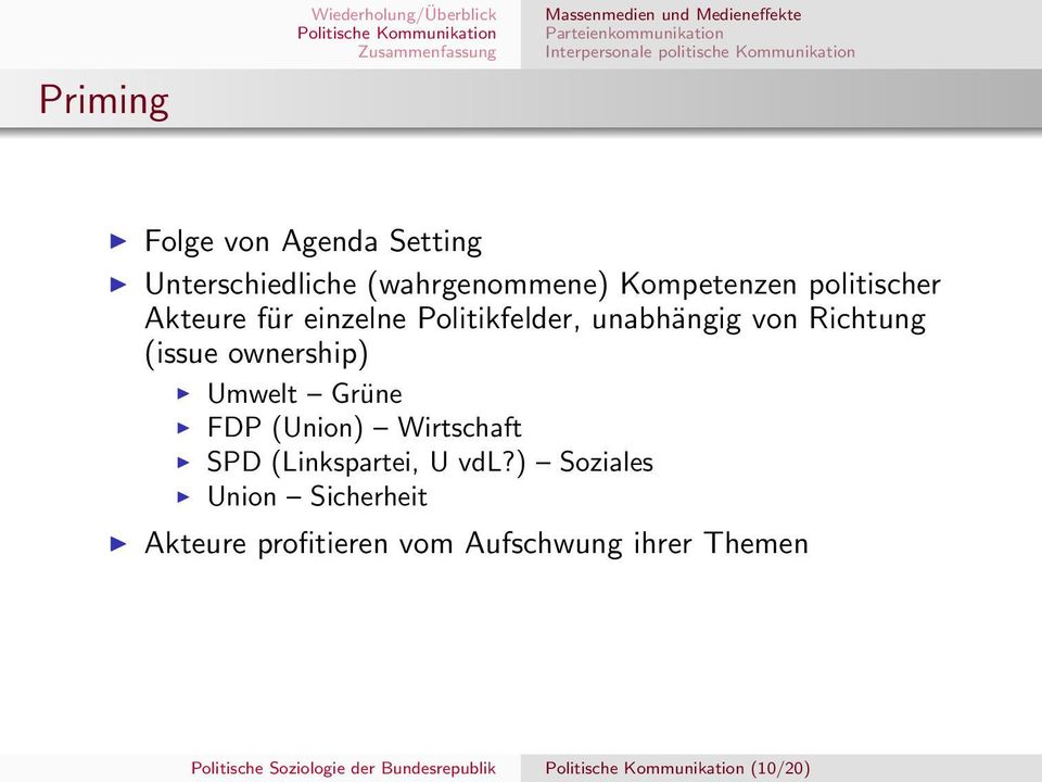 ownership) Umwelt Grüne FDP (Union) Wirtschaft SPD (Linkspartei, U vdl?