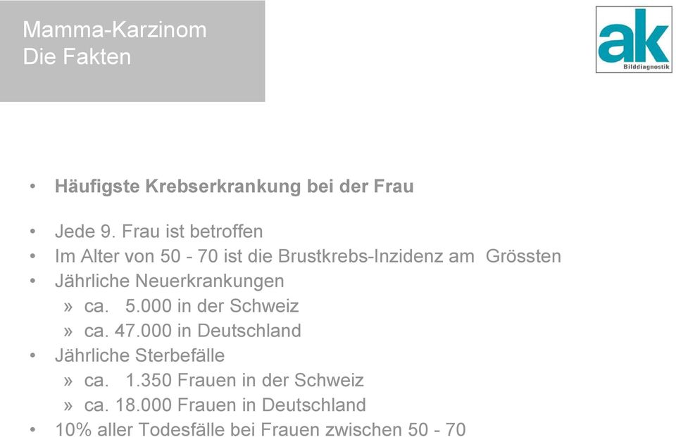 Neuerkrankungen» ca. 5.000 in der Schweiz» ca. 47.