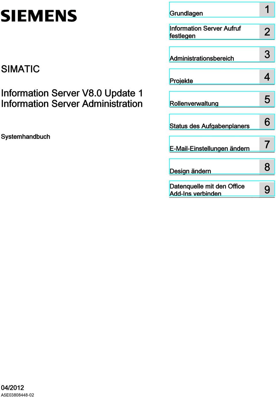 0 Update 1 Systemhandbuch Administrationsbereich 3 Projekte 4