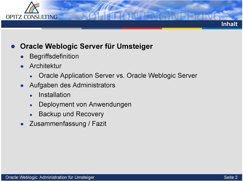 Oracle Weblogic Server Aufgaben des Administrators Installation