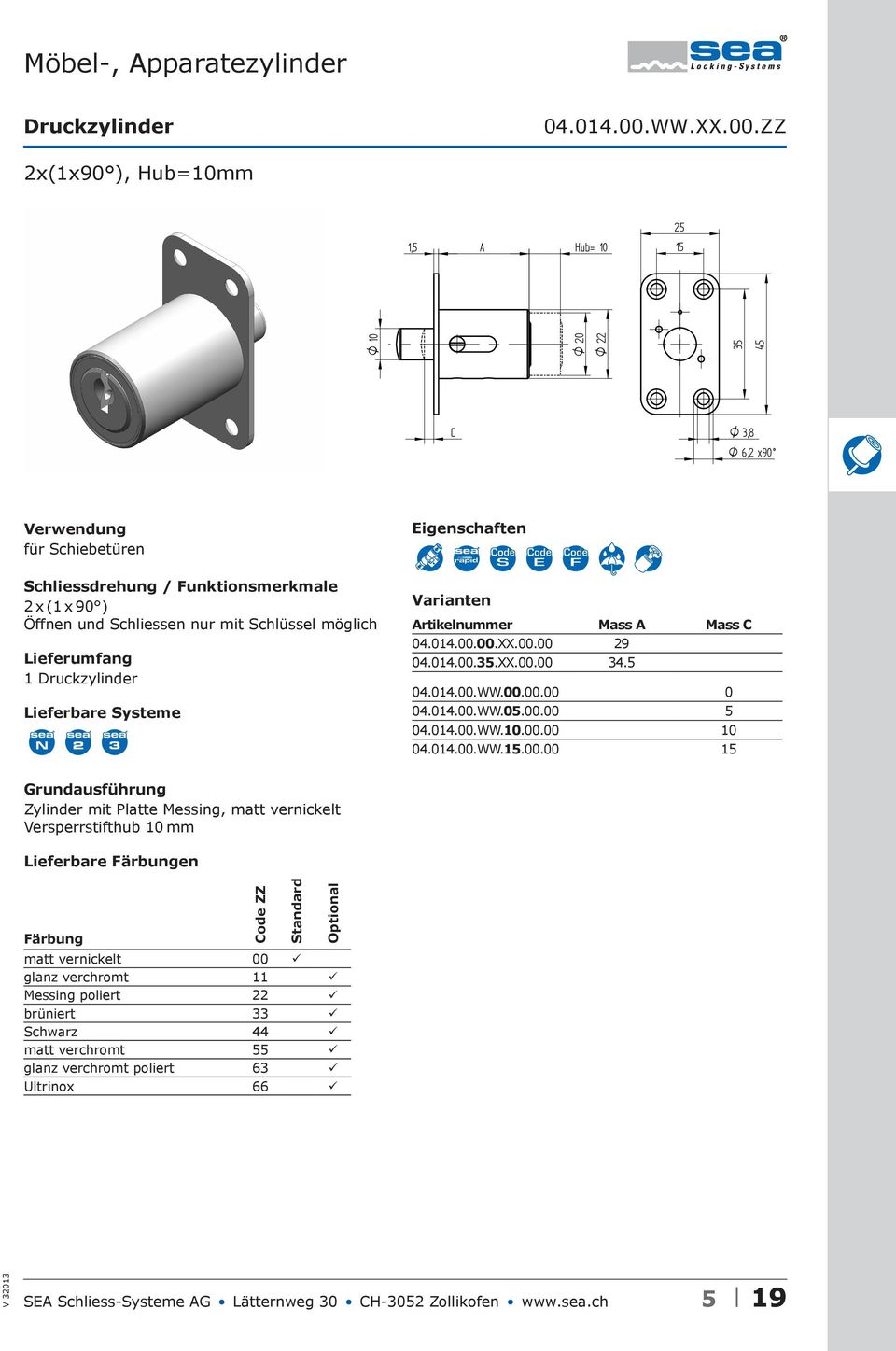 ZZ 2x(1x90 ), Hub=10mm 25 1,5 A Hub= 10 15 O 10 O 20 O 22 35 45 C O 3,8 O 6,2 x90 für Schiebetüren 2 x (1 x 90 ) Öffnen und Schliessen