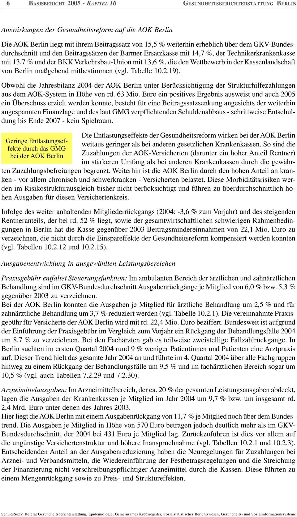 Kassenlandschaft von Berlin maßgebend mitbestimmen (vgl. Tabelle 10.2.19).