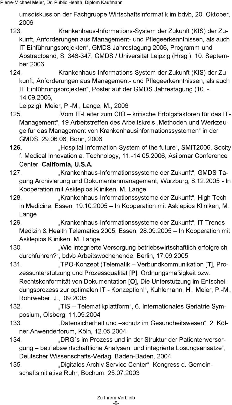 Abstractband, S. 346-347, GMDS / Universität Leipzig (Hrsg.), 10. September 2006 124.
