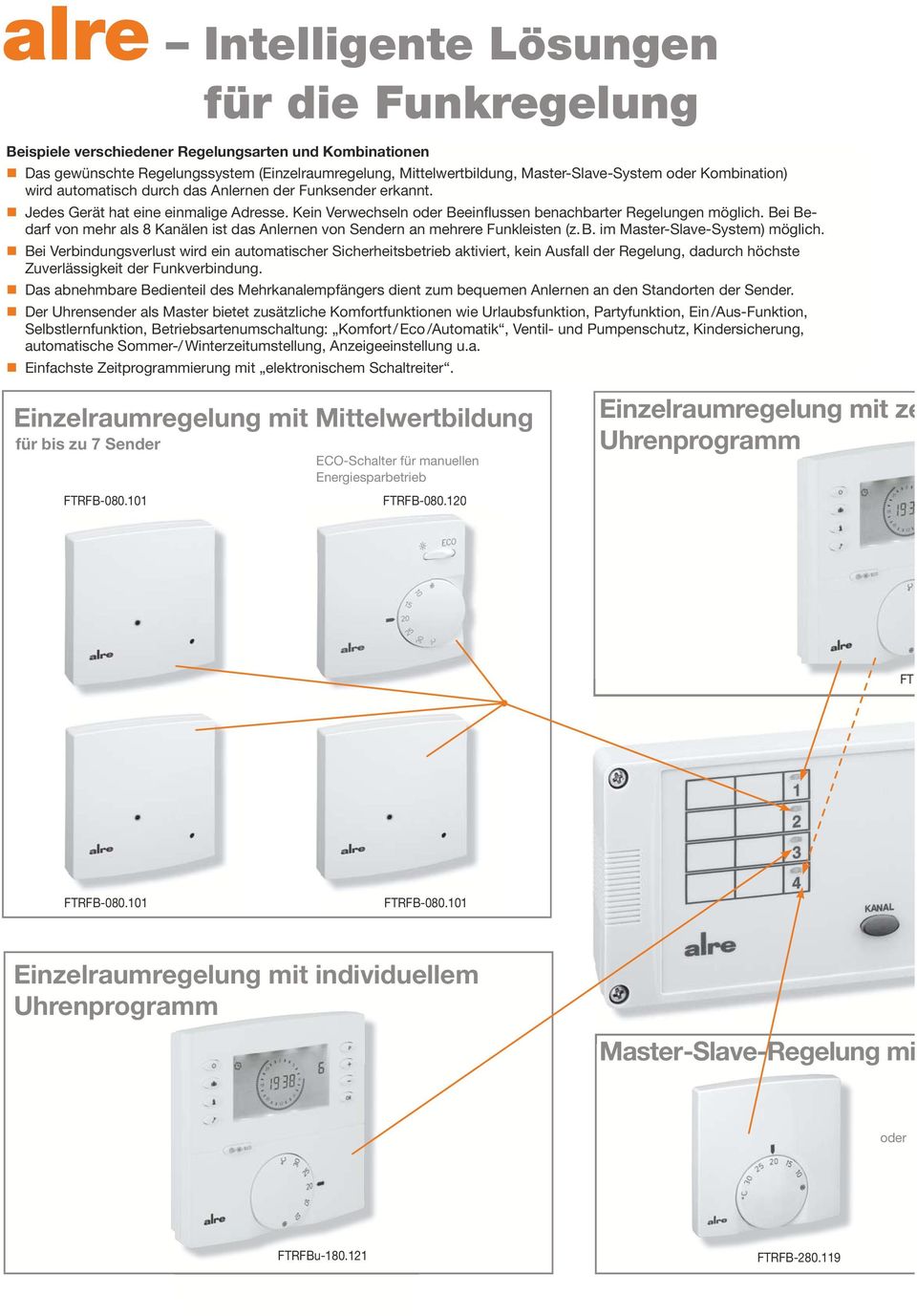 Bei Be- darf von mehr als 8 Kanälen ist das Anlernen von Sendern an mehrere Funkleisten (z.b. im Master-Slave-System) möglich.