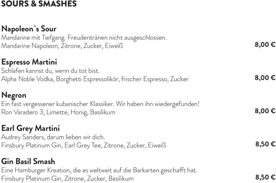 Alpha Noble Vodka, Borghetti Espressolikör, frischer Espresso, Zucker Negron Ein fast vergessener kubanischer Klassiker. Wir haben ihn wiedergefunden!