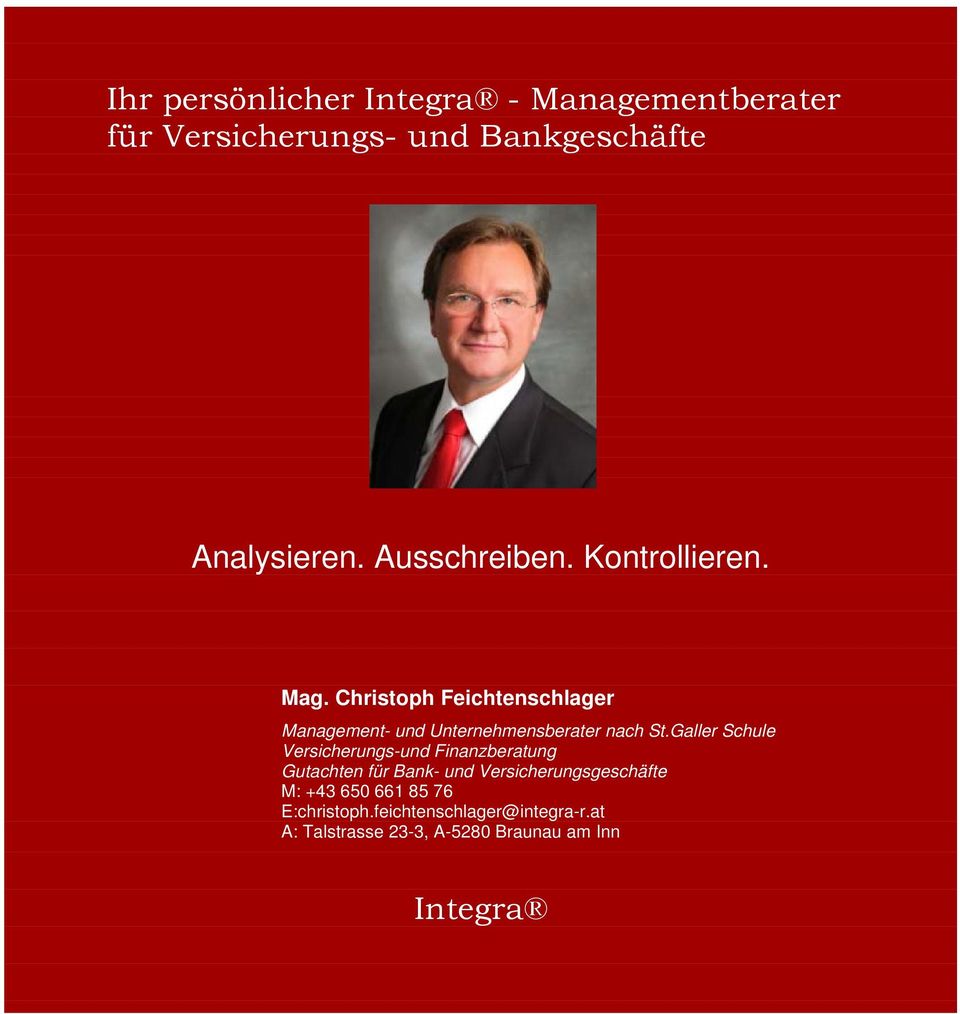 Christoph Feichtenschlager Management- und Unternehmensberater nach St.