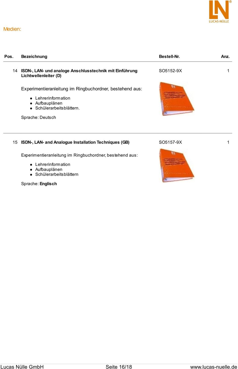 Ringbuchordner, bestehend aus: Lehrerinformation Aufbauplänen Schülerarbeitsblättern.